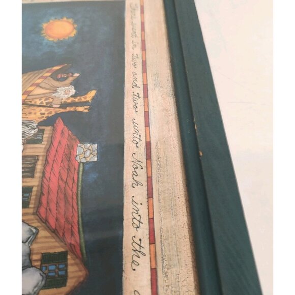 VTG NOAH'S ARK AND ANIMALS Framed Print By Basco Nursery Decor 11.5x21.5" - Picture 9 of 12